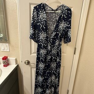 Weekend Max Mara Navy and White Floral Maxi Dress